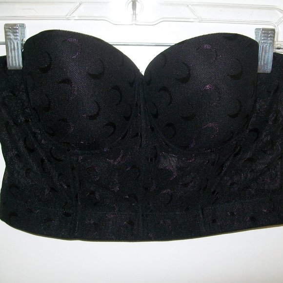 Poizen Industries Womens Black Mesh Moon Boned Figure Flattering Bustier Bra M/L - Picture 1 of 8